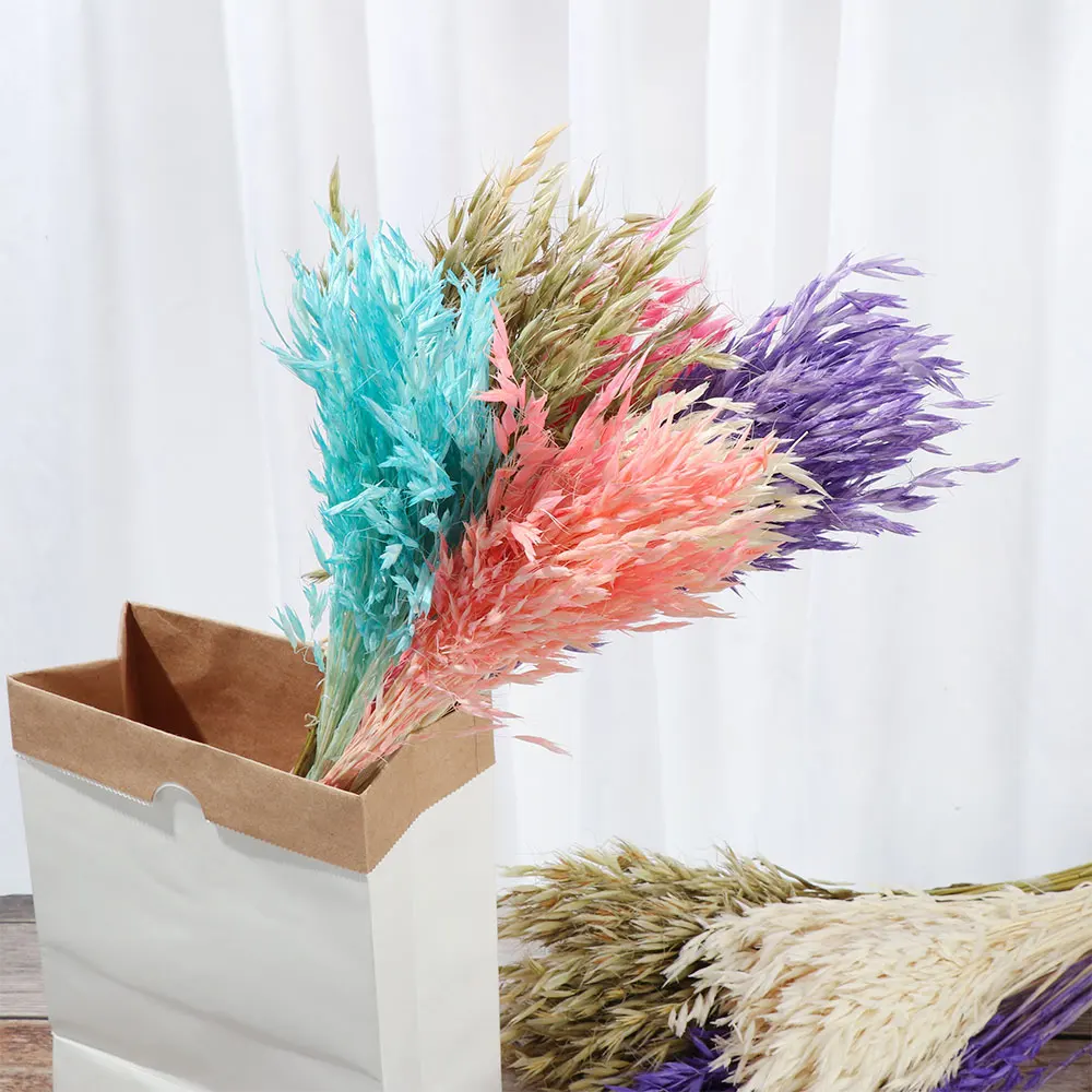25 шт. разноцветные цветы из пшеничной травы сушеные букеты настоящие стебли
