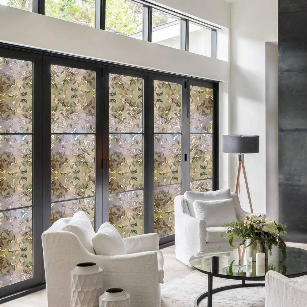 3D коричневая матовая оконная пленка самоклеящаяся декоративная статическая