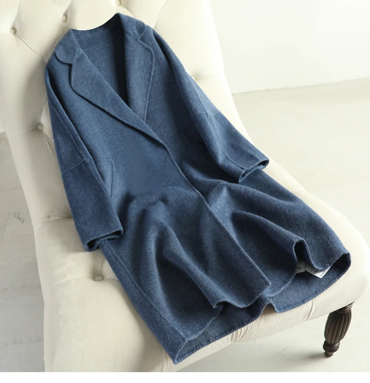 

Women Woolen Outerwear 2019 Female Outerwear Medium Length Turn-Down Collar Casual Wool Coat New