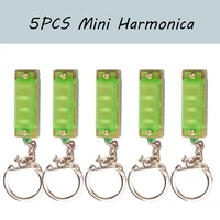 5pcs keychain harmonica children gift mini harmonica 4 hole 8 tone key chain harmonica