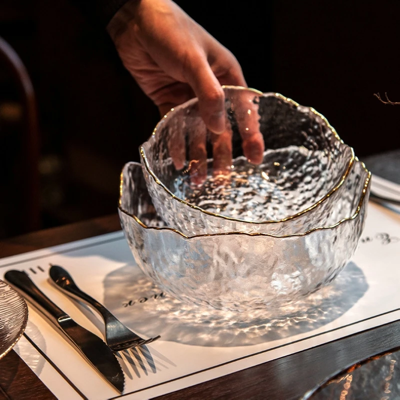 Прозрачная стеклянная Салатница 1050 мл чаша для фруктов и супа с неравномерным