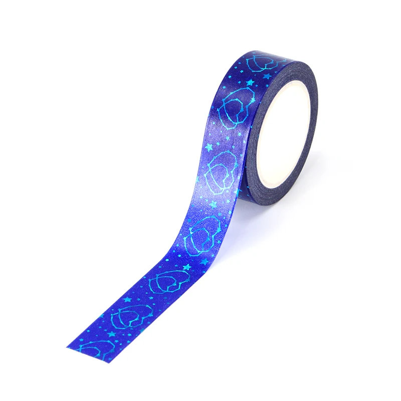 NEW 1PC Decorative Blue Foil Hearts Pattern Washi Tape DIY Scrapbooking Planner Adhesive Masking Cute Stationery | Канцтовары для