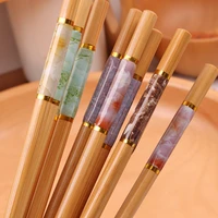 10 pairs marbling chopsticks set anti skid chinese style sushi rice chopsticks bamboo wood kitchen tableware dinnerware set gift