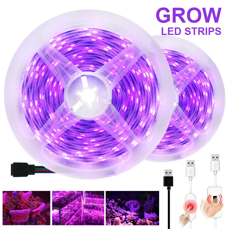 

Growth LED Light Bar 5V Full Spectrum LED Light Indoor Flower Aquarium Plant Growth Light USB Plant Tape SMD2835 Growth Light