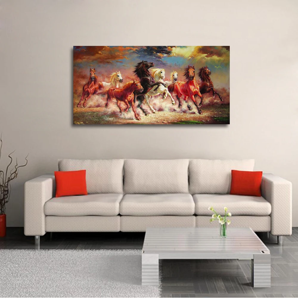 Восемь лошадей картина маслом ручная роспись лошадь атмосферные настенные