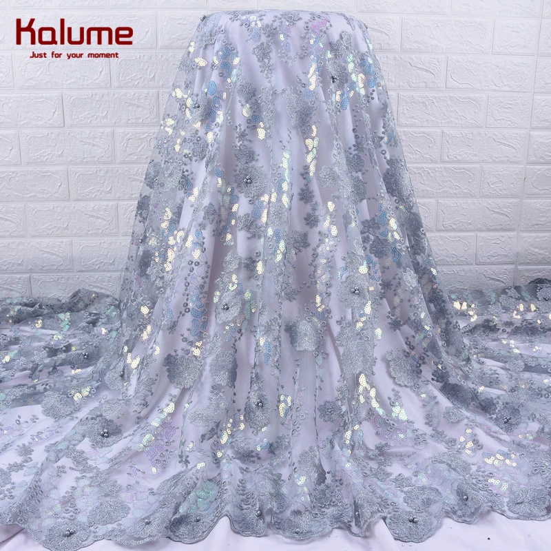 Новейшая африканская кружевная ткань с блестками Kalume вышивкой и французскими