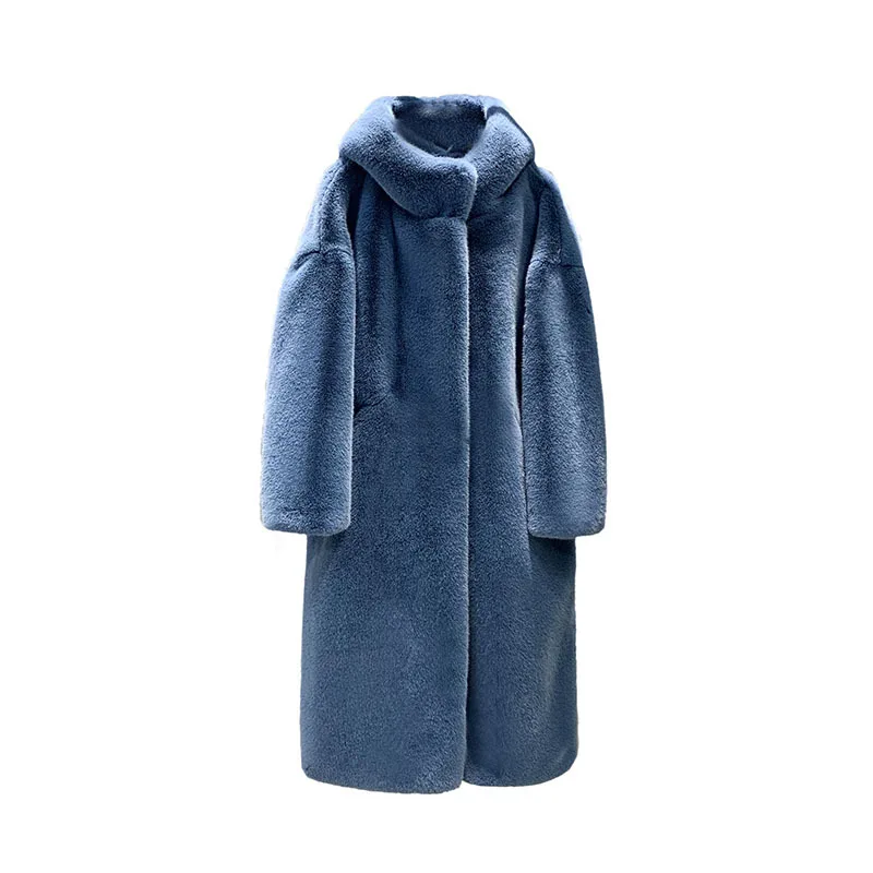 

New Hooded Furry Faux Fur Coat Women Winter Mink Fleece Jacket Clothes Thicken Loose Long Clothing Korean New Casaco Feminino