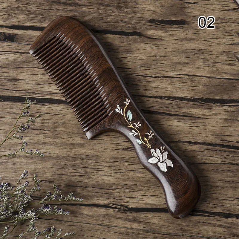 Натуральные ручной работы деревянные гребень тонкой зуб длинные сандалового