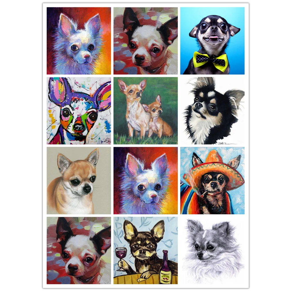 Алмазная 5D Вышивка чихуахуа картина с изображением лица квадратных страз