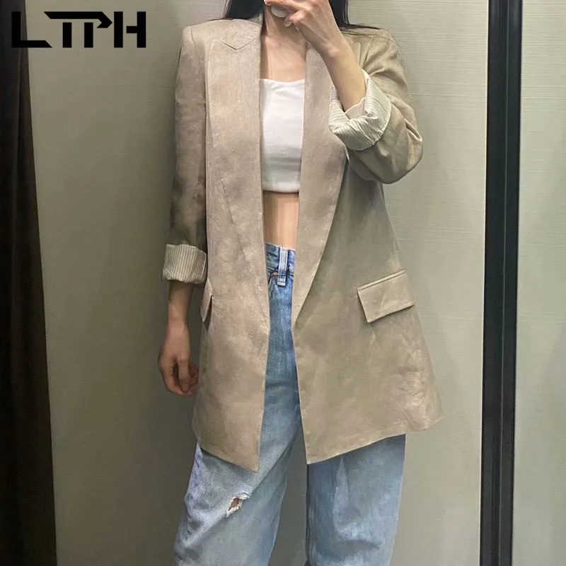 LTPH rizado diseño de funda de las mujeres casuales ningún botón Cardigan chaquetas y abrigos ropa de mujer traje de abrigo de Primavera de 2021 nuevo