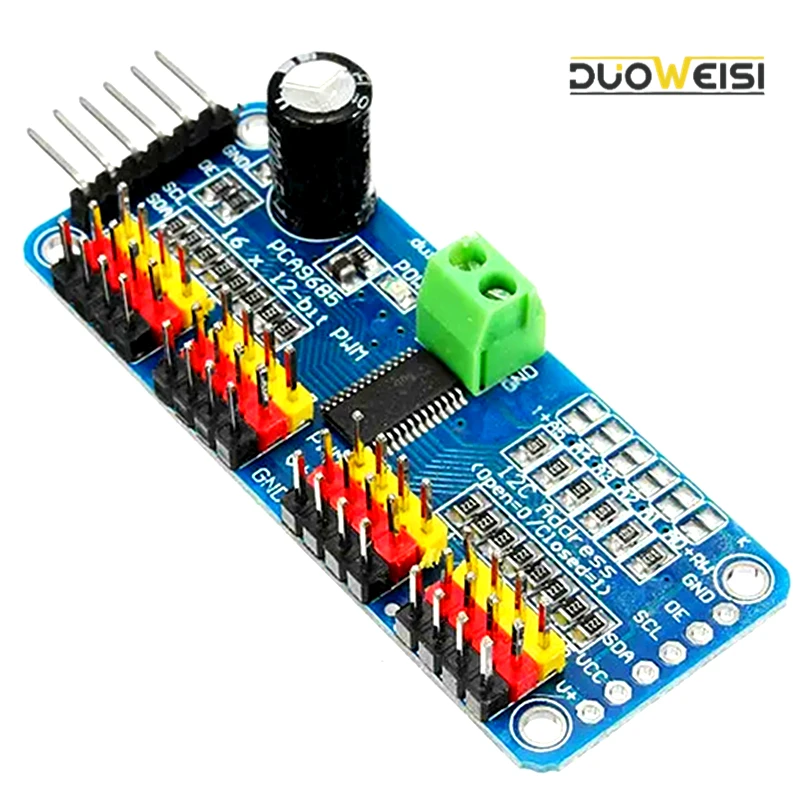 16-канальный 12-битный PWM-драйвер серводвигателя PCA9685 I2C Модуль-робот для