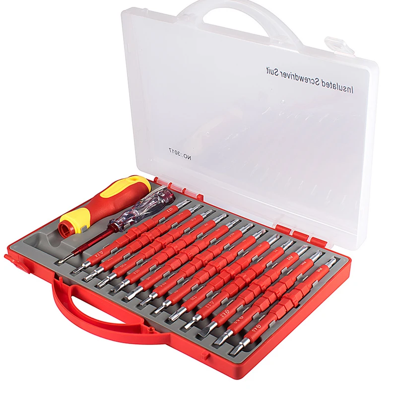 26 in 1 Electrician Insulatated Screwdriver Set Magnetic Multi Combine Screw Driver Bits 1000V Electricity Test Repair Hand Tool  - buy with discount