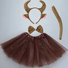 Повязка на голову для косплея животных бычья корова крупного рогатого скота, юбка-пачка с ушками, набор для детской вечевечерние, для женщин, пасхальный Пурим