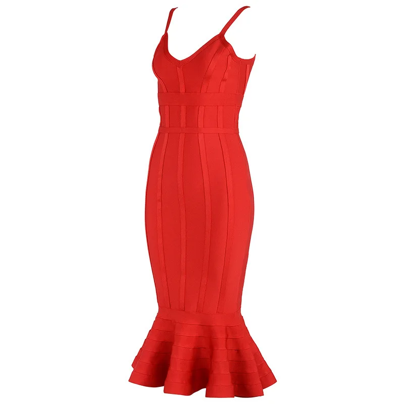 

2020 new women's dress solid color sling V-neck dress bandage skirt batch