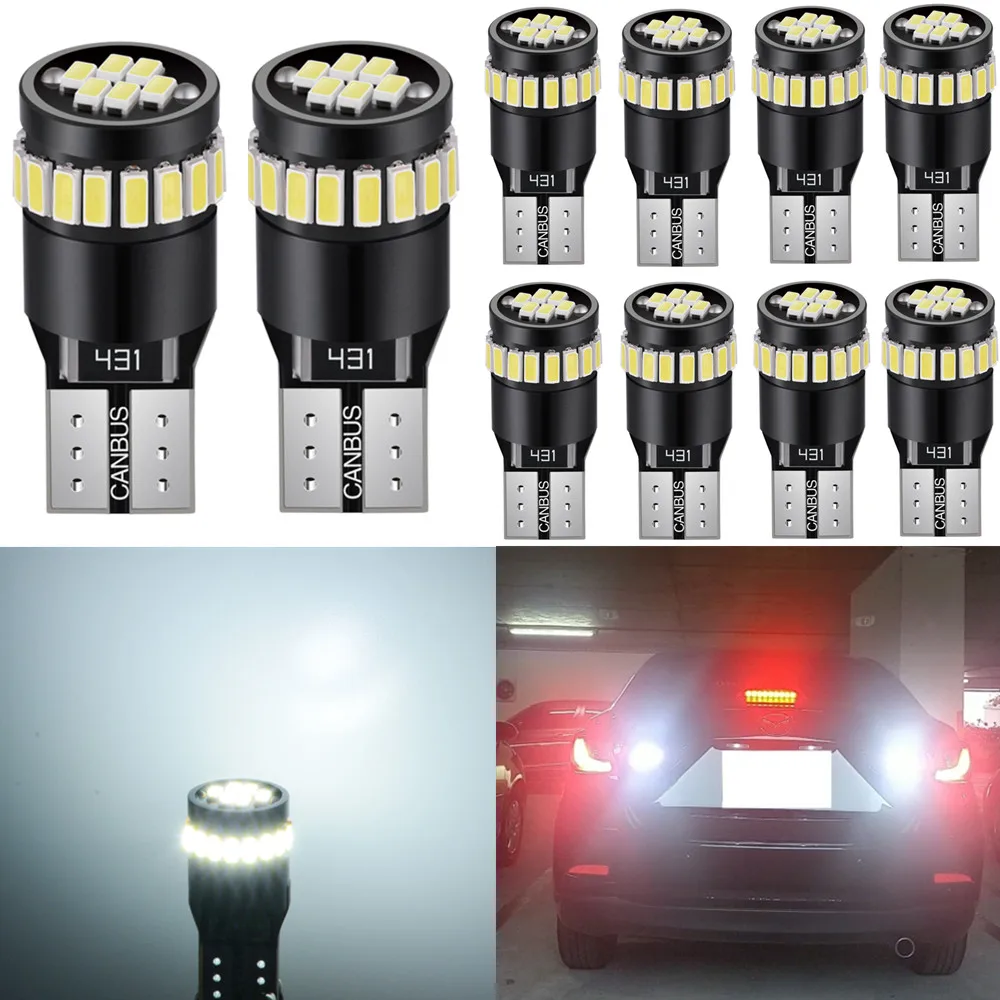 

10x Led W5W T10 Led Light Bulb 3014 SMD Auto Wedge Lamp For Renault Duster Megane 2 3 Logan Clio Fluence Captur Sandero Laguna