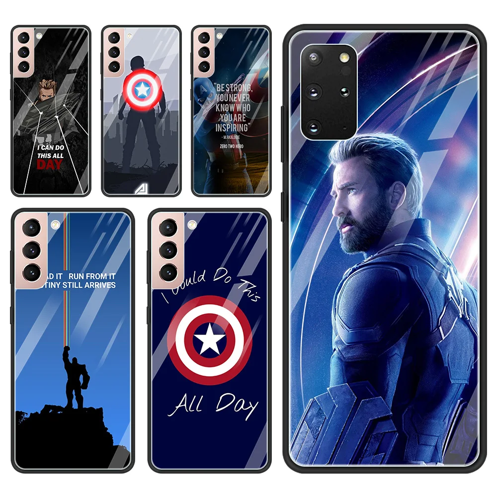 

Glass Case For Samsung S21 S20 Ultra S21 S20 FE S10 S9 S8 Plus S10e S10Lite A70 A50 A40 A30 Fundas Captain America Quotes