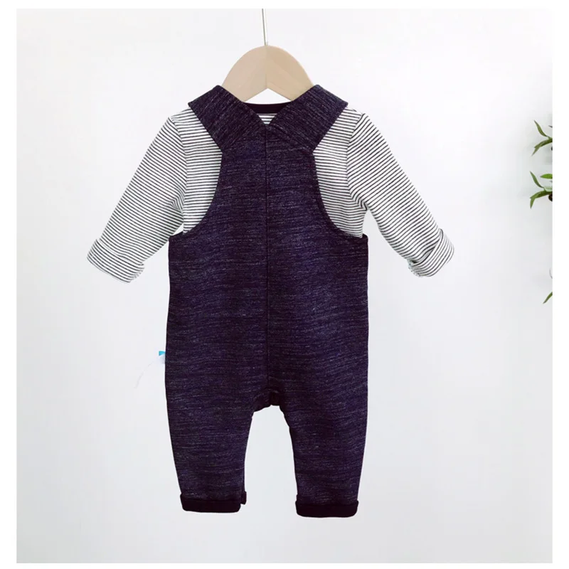 

Spring and Autumn 0-24M Baby Boys Elephant Print Overalls Infant Comfortable Breathable Long Sleeve Round Neck T-shirt Sets