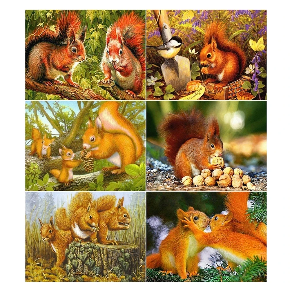 

Sontonga Diamond Painting Squirrel Cross Stitch Full Square Drill Handmade Gift Diamond Embroidery Animal Mosaic Decor for Home