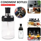 Стеклянная коробка для приправ, искусственная зерна с ложкой, щетка для соли, сахара, Чили, масло для кухни