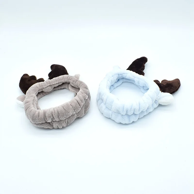 Милая фланелевая спа ванна душ макияж мыть лицо лук Санта головная повязка Олень