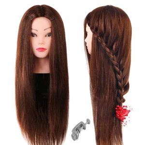 50% реальные человеческие волосы Учебные головы-манекены глубоко каштановые волосы для парикмахера парикмахерских манекен головы практика модель для щипцы для укладки волос