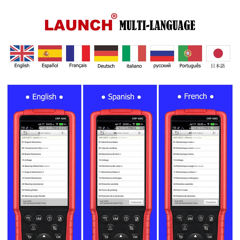 Считыватель кодов LAUNCH X431 CRP429C OBD2 сканер ENG ABS подушки безопасности SRS на