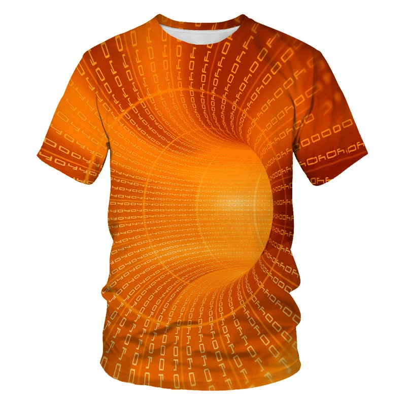 

New summer 3D swirl printing men's T-shirt, cute children's wear, parent-child wear, oversized T-shirt (6XL)