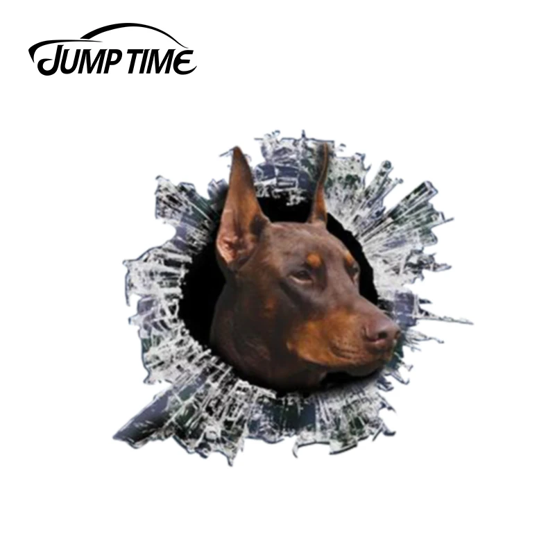 

Jump Time 13cm x 12.2cm 3D Red Doberman window decal Glass Slag Decal Reflective Stickers Waterproof Car Styling Bird Decals