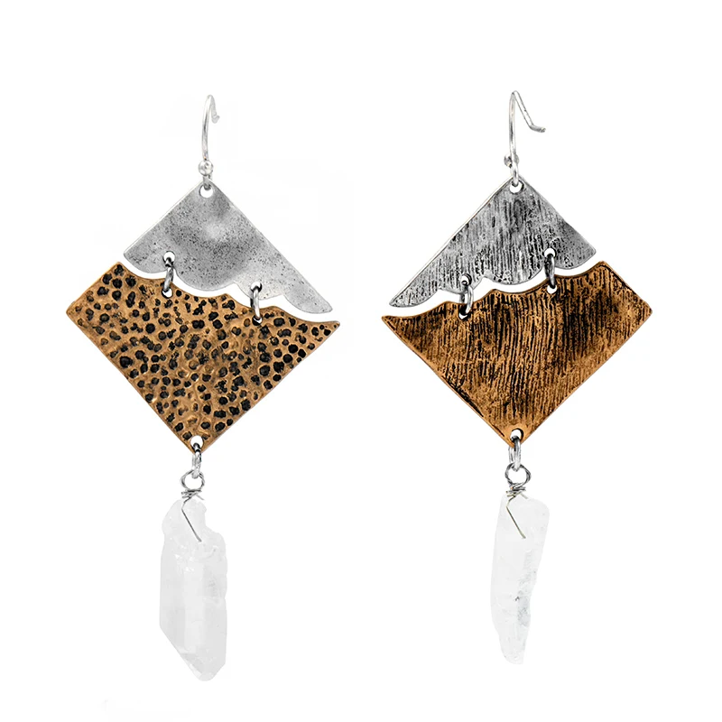 Женские Винтажные висячие серьги Fever & Free квадратные из сплава с кристаллами