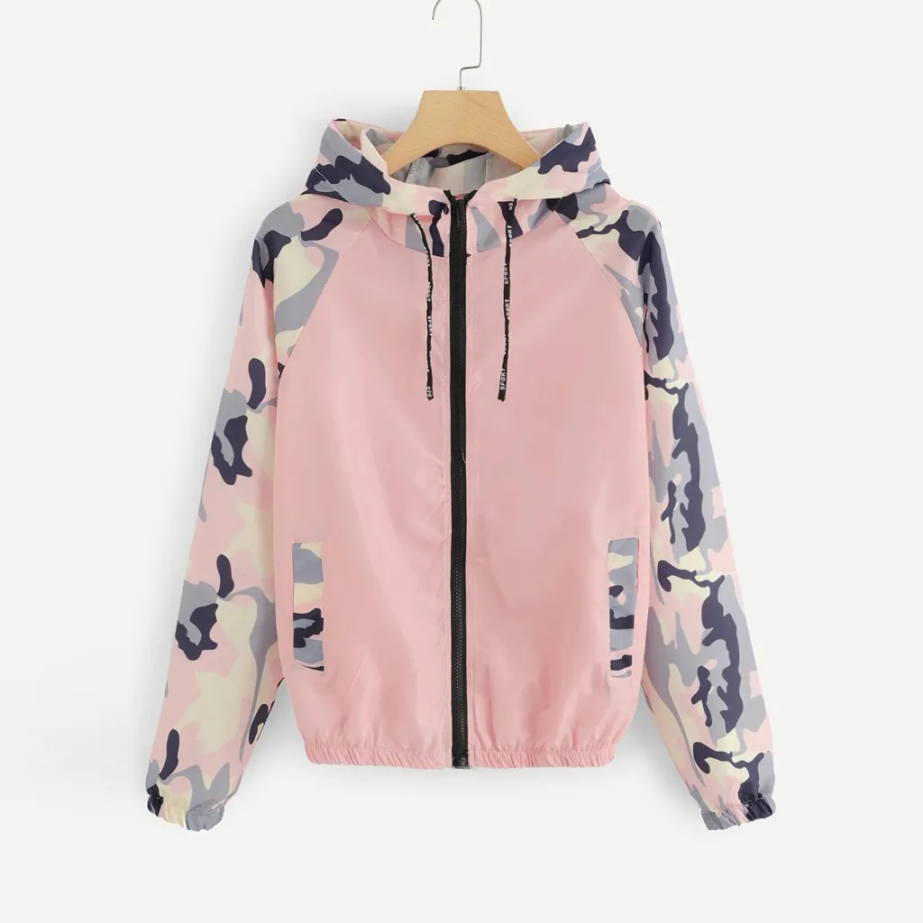 Женское камуфляжное пальто Womail куртка с капюшоном и контрастной молнией