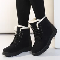 plus size boots 2022 new style womens boots winter ankle boots short tube cross lace flat snow boots womens warm plush shoes