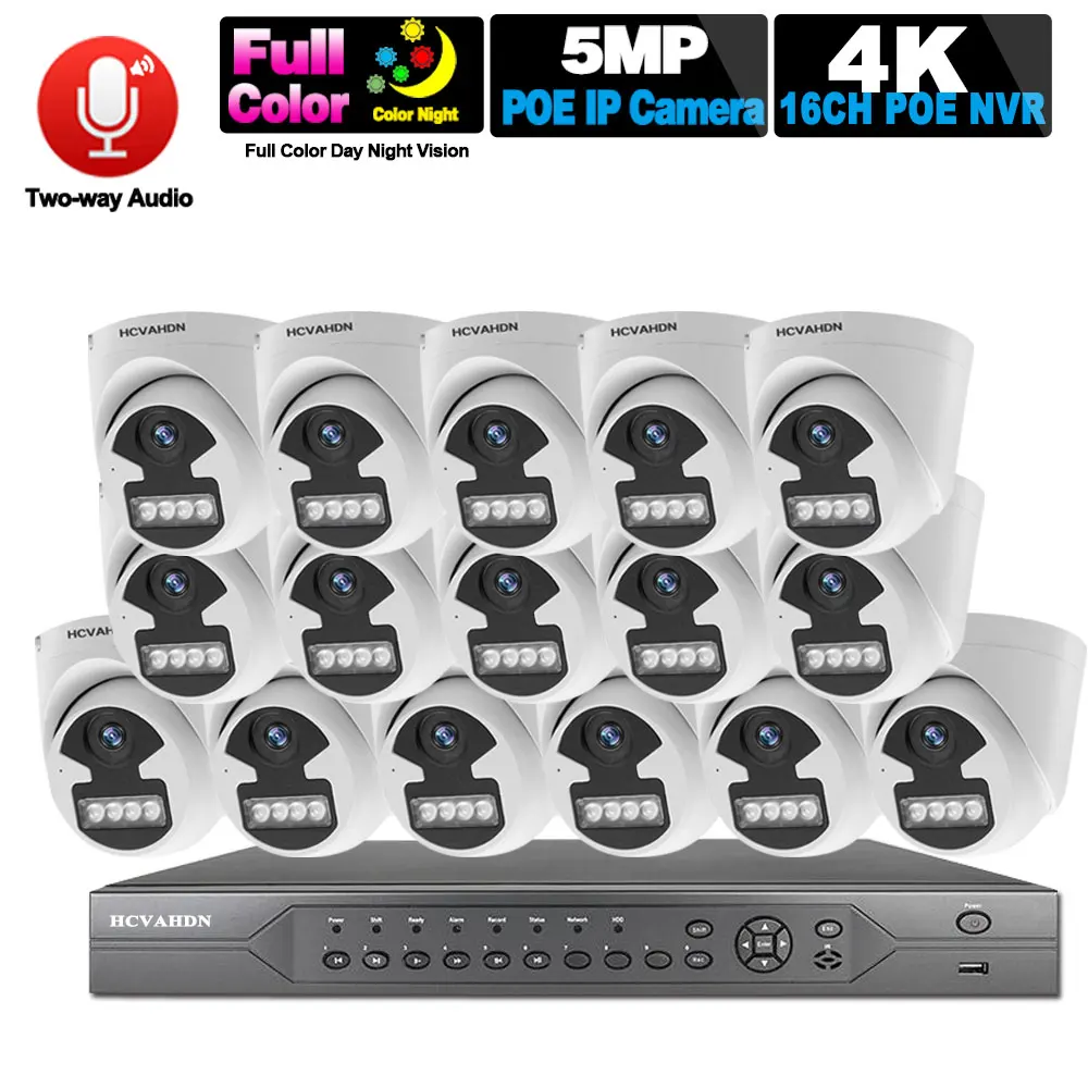 

Комплект видеорегистратора 5MP, 16-канальный комплект IP-камер наблюдения с двухсторонним аудио для помещений, семейная система детской видео...
