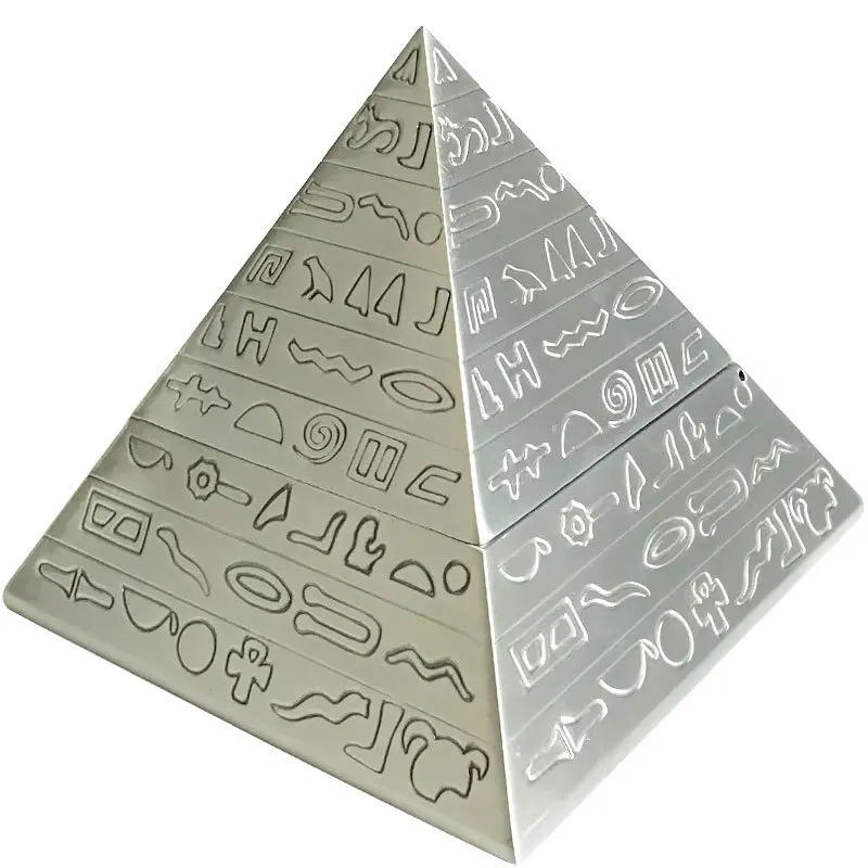 

Exquisite Egyptian Pyramid Ashtray With Cover Lid Zinc Alloy Pharaonic Relief Craft Gift