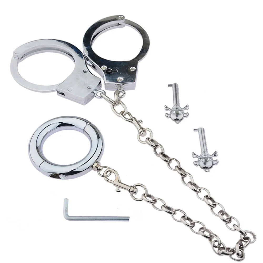 БДСМ наручники Металлические Кольца для пениса мужчин бандаж геев из