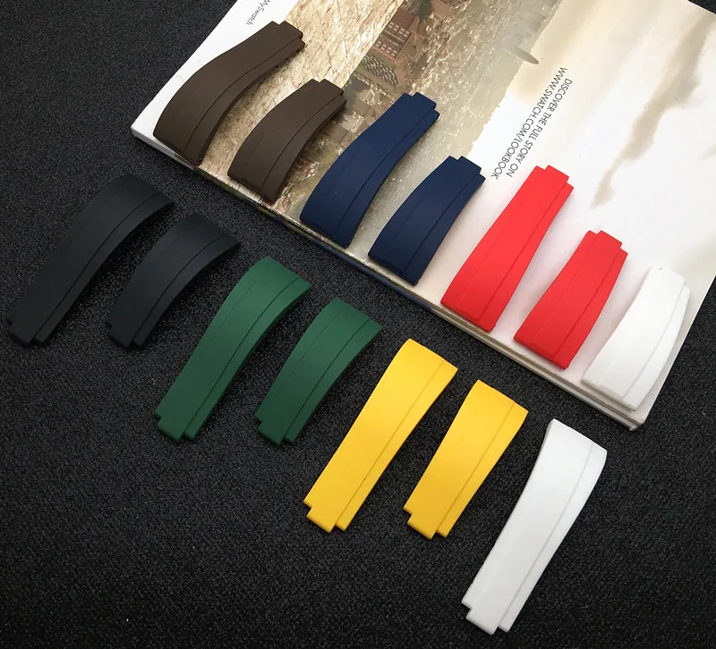 Мягкий резиновый силиконовый ремешок 20 мм 21 для часов Ремешок наручных Daytona Submariner