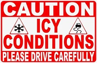 funny metal tin sign man cave garage decor 12 x 8 inches caution icy conditions please drive carefully sign road sign kitchen