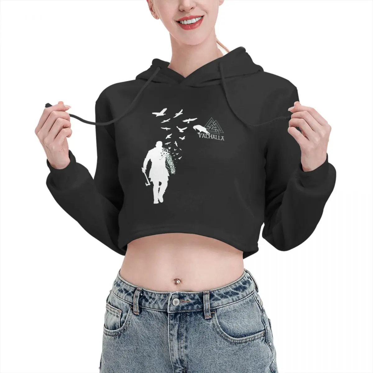 

Open navel Cat Ear Hoodie Sweater Viking Ragnar Lodbrok Journey To Valhalla Vikings With hood Funny Novelty cute Print Hoodie