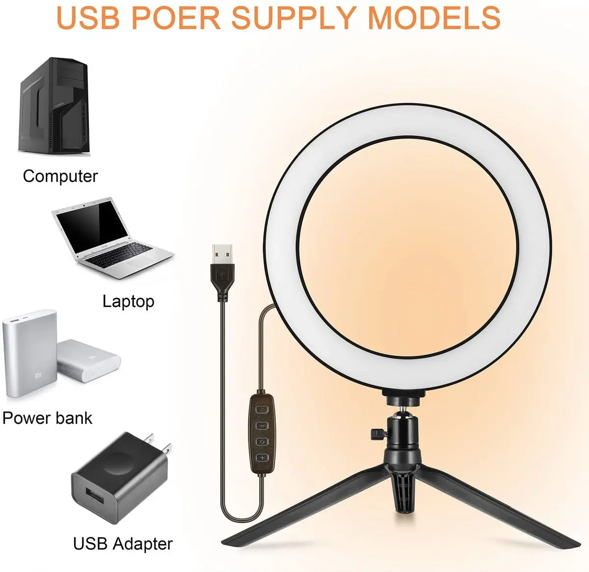 

10" Fill Ring Lamp Light Photography Ringlight LED Dimmable Tripod Stand Phone Holder Selfie Makeup Live Vlog Streaming YouTube