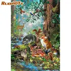 Набор для рисования по номерам на холсте, с изображением леса и животных, 60x75 см