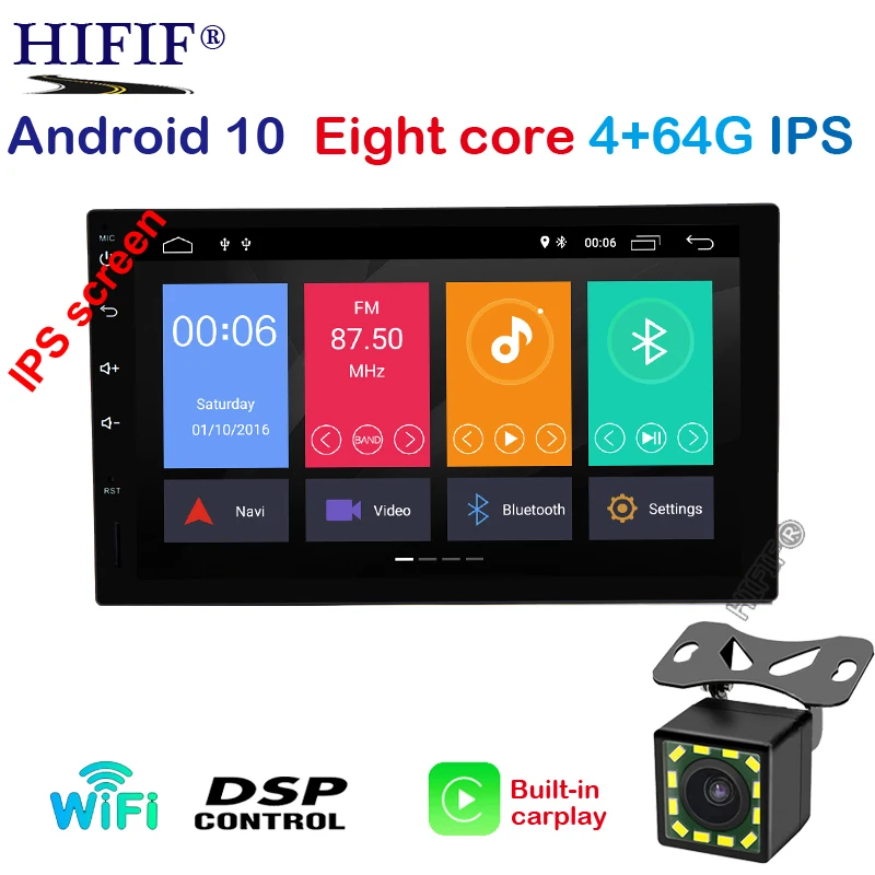 DSP IPS 7 'ɺndroid 10 автомобильный Радио Стерео GPS навигация Bluetooth USB SD 2 Din сенсорный