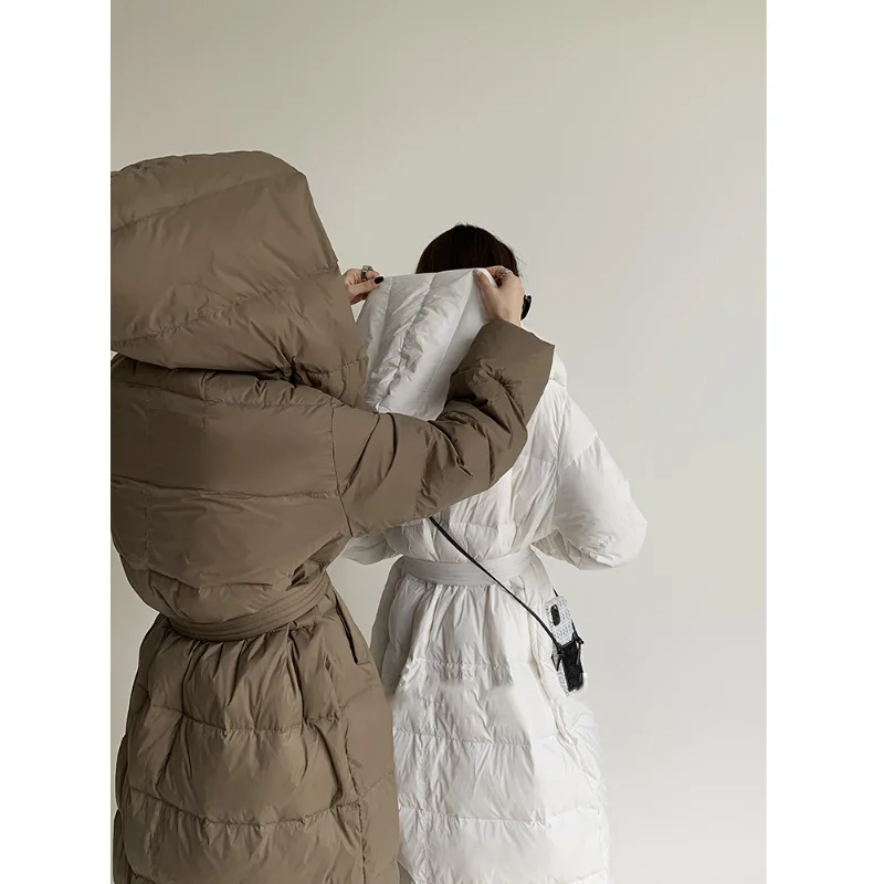LUXUV Down Cotton Coat Women's Long Stand Collar Winter New Korean Version Of Bright Over-The-Knee Cotton-padded Jacket Chic