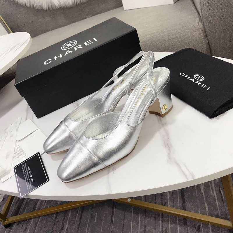 

New style French high-heeled shoes in summer 2020 thick heel square head color matching high heel back empty women's sandals