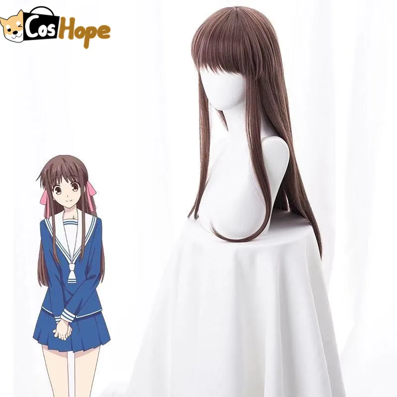 Tohru Honda Cosplay Фруктовая корзина Женский Длинный коричневый парик 85 см Косплей Аниме