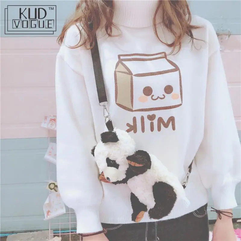 Женский пуловер зимний корейский свитер в стиле девушки Мори с высоким