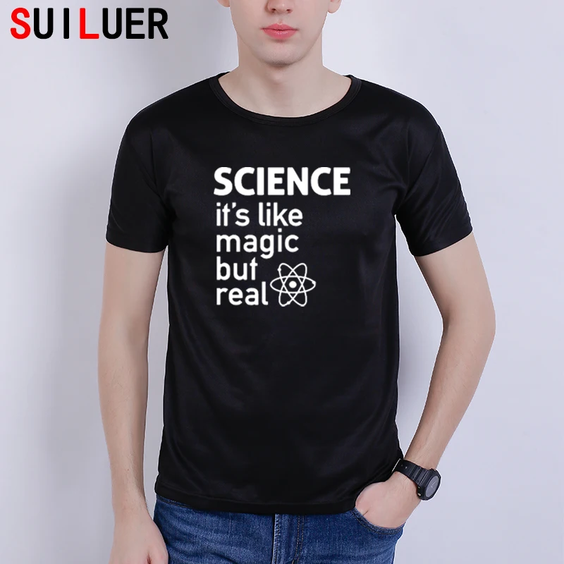 

Science Like A Magic But Real T Shirt Sports Fashion T-shirts Black Short Sleeve Tee Male Geek Tops Free Shipping SL-59-757