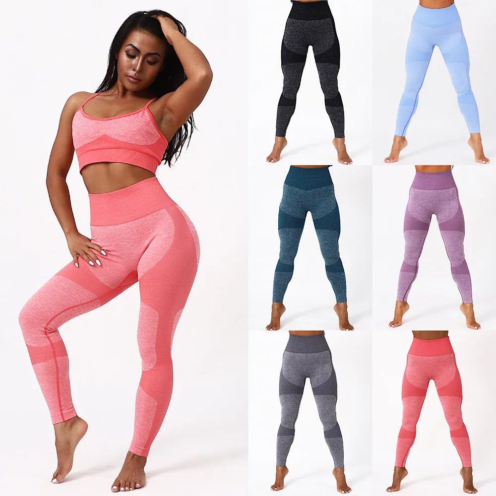 Autumn Seamless Knitted Moisture Wicking Ladies Leggings  Slimming Women's Sports Leggings Breathable Hip Lift Women Leggings