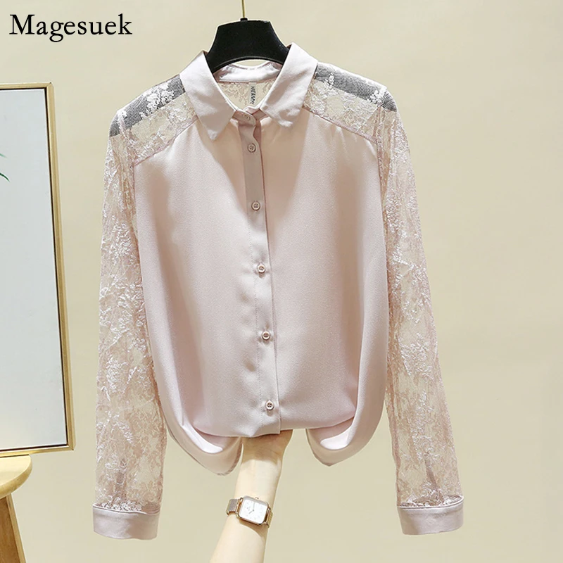 

Новый Модный Кардиган для девочки, шифоновая блузка для женщин 2021 с длинным рукавом рубашки в винтажном стиле, женские топы, кружева, сексуа...