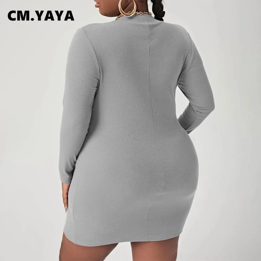 Женское платье-миди на молнии CM.YAYA однотонное облегающее платье с длинным