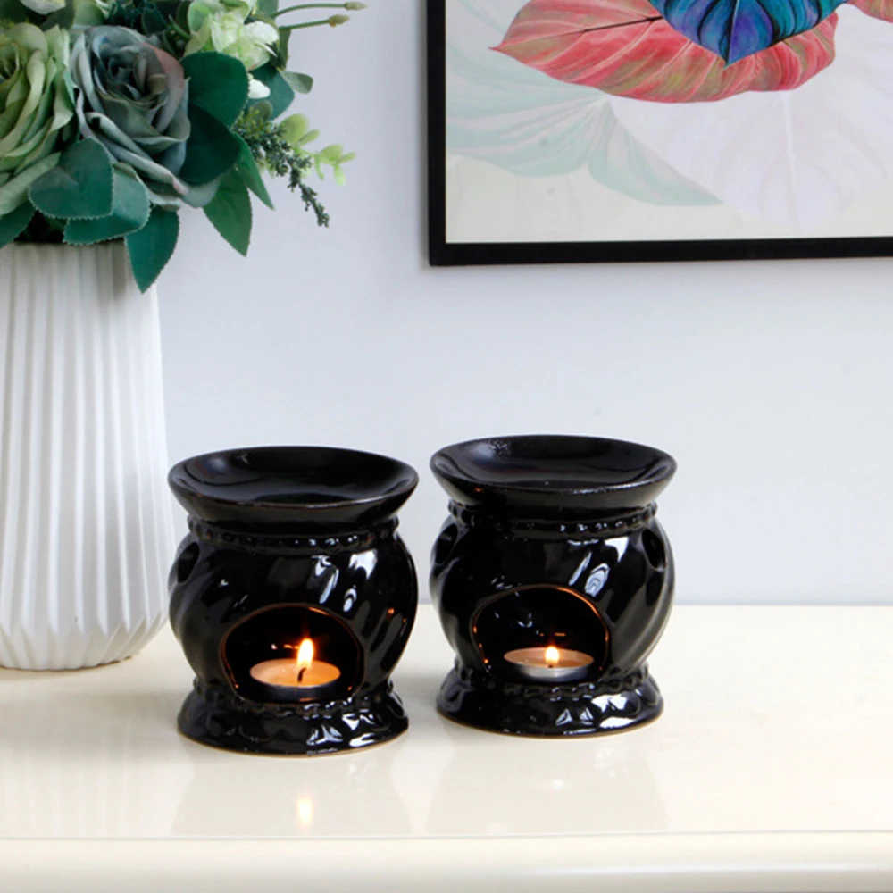 Керамическая ароматическая горелка лампа с эфирным маслом подсвечник черный для