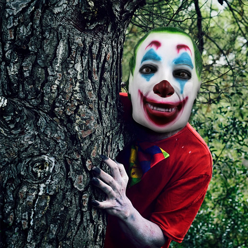 Космак Хэллоуин клоун зеленые волосы латексная маска набор головы ужасная для